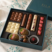 A box of 6 pieces of dark chocolate bonbon