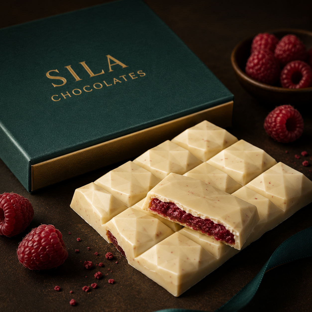 White Chocolate Raspberry Geometric Bar