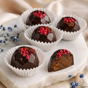 A box of 6 pieces of dark chocolate bonbon